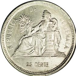 Republic 25 Centavos 1888, KM205.1, MS61, significantly Republic 25 Centavos 1888, 