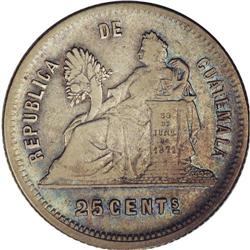 Republic 25 Centavos 1892 No Star, KM209.1, XF40 NGC, m Republic 25 Centavos 1892 No Star, 