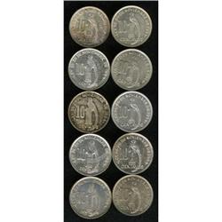 Republic 10 Centavos Date Run, ten coins, all UNC excep Republic 10 Centavos Date Run, 