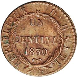 Republic Centime 1830-An 28, KMA21, MS61 NGC Brown, alt Republic Centime 1830-An 28, 