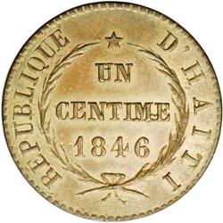Republic Centime 1846-An 43, KM24, MS62 NGC Brown, abun Republic Centime 1846-An 43, 
