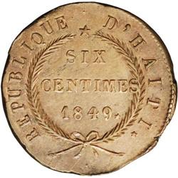 Republic 6 Centimes 1849-An 46, KM32, MS62 NGC Brown, e Republic 6 Centimes 1849-An 46, 