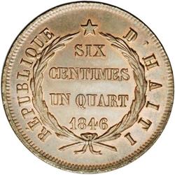 Republic 6 1/4 Centimes 1846-An 43, KM29, MS66 NGC Brow Republic 6 1/4 Centimes 1846-An 43, 