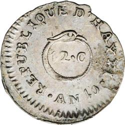 Republic 12 Centimes An 10 (1813), KM11, AU55 NGC, a sh Republic 12 Centimes An 10 (1813), 