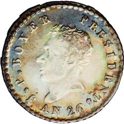 Republic 12 Centimes An 26 (1829), KM19, MS61 NGC, mult Republic 12 Centimes An 26 (1829), 