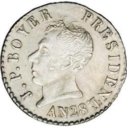 Republic 25 Centimes An 28 (1831), KM18, MS62 NGC, ligh Republic 25 Centimes An 28 (1831), 