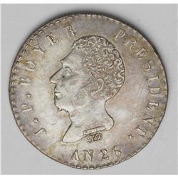 Republic 100 Centimes - Two Dates, KM23, An 26 (1829), Republic 100 Centimes - Two Dates, 