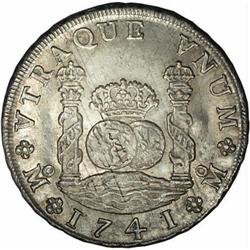 Felipe V Pillar 8 Reales 1741Mo-MF, KM103, MS64 NGC, a Felipe V Pillar 8 Reales 1741Mo-MF, 