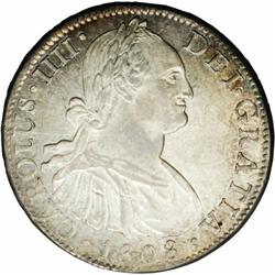 Carlos IIII 8 Reales 1808Mo-TH, KM109, MS61 NGC, a high Carlos IIII 8 Reales 1808Mo-TH, 
