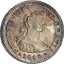 Ferdinand VII 1/2 Real 1810Mo-HJ, KM73, MS66 NGC, a spe Ferdinand VII 1/2 Real 1810Mo-HJ, 