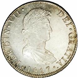 Ferdinand VII 8 Reales 1817Mo-JJ, KM111, MS63 NGC, a ch Ferdinand VII 8 Reales 1817Mo-JJ, 