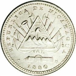 Republic 10 Centavos 1880H, KM3, MS65 NGC, a choice exa Republic 10 Centavos 1880H, 