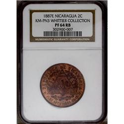 Republic Copper Pattern 2 Centavos 1887E, KM-Pn3, Proof Republic Copper Pattern 2 Centavos 1887E, 