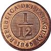 Image 2 : Republic 1/12 Real 1845 Asuncion, KM1.2, MS63 NGC Red & Republic 1/12 Real 1845 Asuncion, 