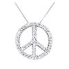 Image 2 : 0.80 ctw Diamond Peace Sign Pendant with Chain - 14KT White Gold