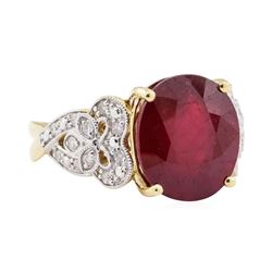 11.15 ctw Ruby and Diamond Ring - 14KT Yellow Gold