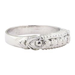 Engraved Straight Line Ring - Platinum