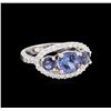 Image 1 : 1.27 ctw Tanzanite, Sapphire and Diamond Ring - 14KT White Gold