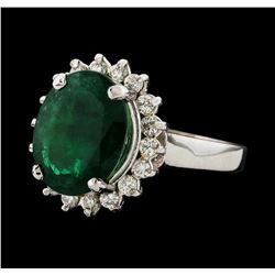 4.39 ctw Emerald and Diamond Ring - 14KT White Gold
