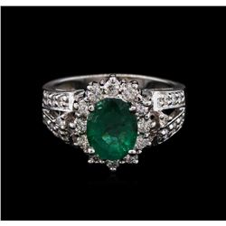 1.92 ctw Emerald and Diamond Ring - 14KT White Gold