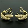 Image 4 : 18K Yellow Gold 0.64 ctw Pave FINE Round BRILLIANT Diamond Huggie Hoop Earrings