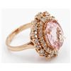 Image 9 : 6.23 ctw Morganite and Diamond Ring - 14KT Rose Gold