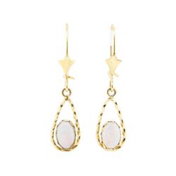 0.30 ctw Opal French Wire Clip Earrings - 14KT Yellow Gold