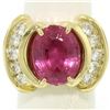 Image 5 : 18K Yellow Gold 6.54 ctw Oval Pink Tourmaline & Round Diamond Cocktail Ring