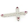 Image 4 : Platinum 1.56 ctw Round Baguette Diamond & Trillion Ruby Cross Pendant Pin Brooc