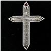 Image 5 : Platinum 1.56 ctw Round Baguette Diamond & Trillion Ruby Cross Pendant Pin Brooc