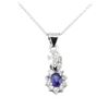 Image 2 : 0.45 ctw Blue Sapphire and Diamond Pendant with Chain - 14KT White Gold