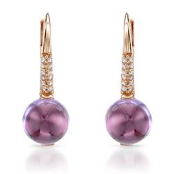 14k Rose Gold  3.37CTW Amethys and Diamond Earrings