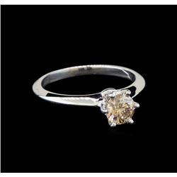 14KT White Gold 0.70 ctw Round Cut Fancy Brown Diamond Solitaire Ring