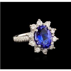 14KT White Gold 3.69 ctw Tanzanite and Diamond Ring