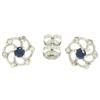 14K White Gold 1.0 ctw Diamond & Sapphire Open Flower Design Stud Earrings