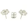 Image 3 : 14K White Gold 1.0 ctw Diamond & Sapphire Open Flower Design Stud Earrings