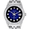 Image 1 : Rolex Mens Stainless Steel Blue Vignette Princess Cut Diamond Datejust Wristwatc