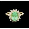 Image 2 : 3.25 ctw Emerald and Diamond Ring - 14KT Yellow Gold