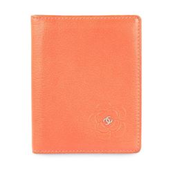 Chanel Orange Coral Camellia Bifold Card Holder Wallet