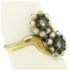 Image 7 : 18k Gold Rose Diamonds Seed Pearl Enamel Bypass Ring