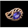 14KT Rose Gold 3.37 ctw Tanzanite and Diamond Ring