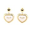 Heart Shaped Mother of Pearl Dangle Earrings - 14KT Yellow Gold