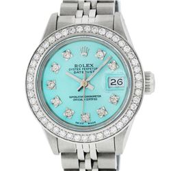 Rolex Ladies Stainless Steel Ice Blue Diamond 26MM Datejust Wristwatch