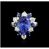 14KT White Gold 4.80 ctw Tanzanite, Sapphire and Diamond Ring