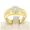 Image 4 : Men's 14kt Yellow and White Gold 0.40 ctw Bezel Round Diamond Solitaire Band Rin