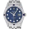 Image 1 : Rolex Mens Stainless Steel Diamond Lugs Blue Diamond & Sapphire Datejust Wristwa