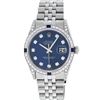 Image 2 : Rolex Mens Stainless Steel Diamond Lugs Blue Diamond & Sapphire Datejust Wristwa