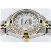 Image 4 : Rolex Ladies 2 Tone White Diamond & Emerald Datejust Wristwatch