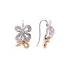 Image 1 : 0.50 ctw Diamond Floral Motif French Wire Earrings - 14KT Rose and White Gold
