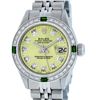 Image 1 : Rolex Ladies Stainless Steel Yellow Diamond & Emerald Datejust Wristwatch